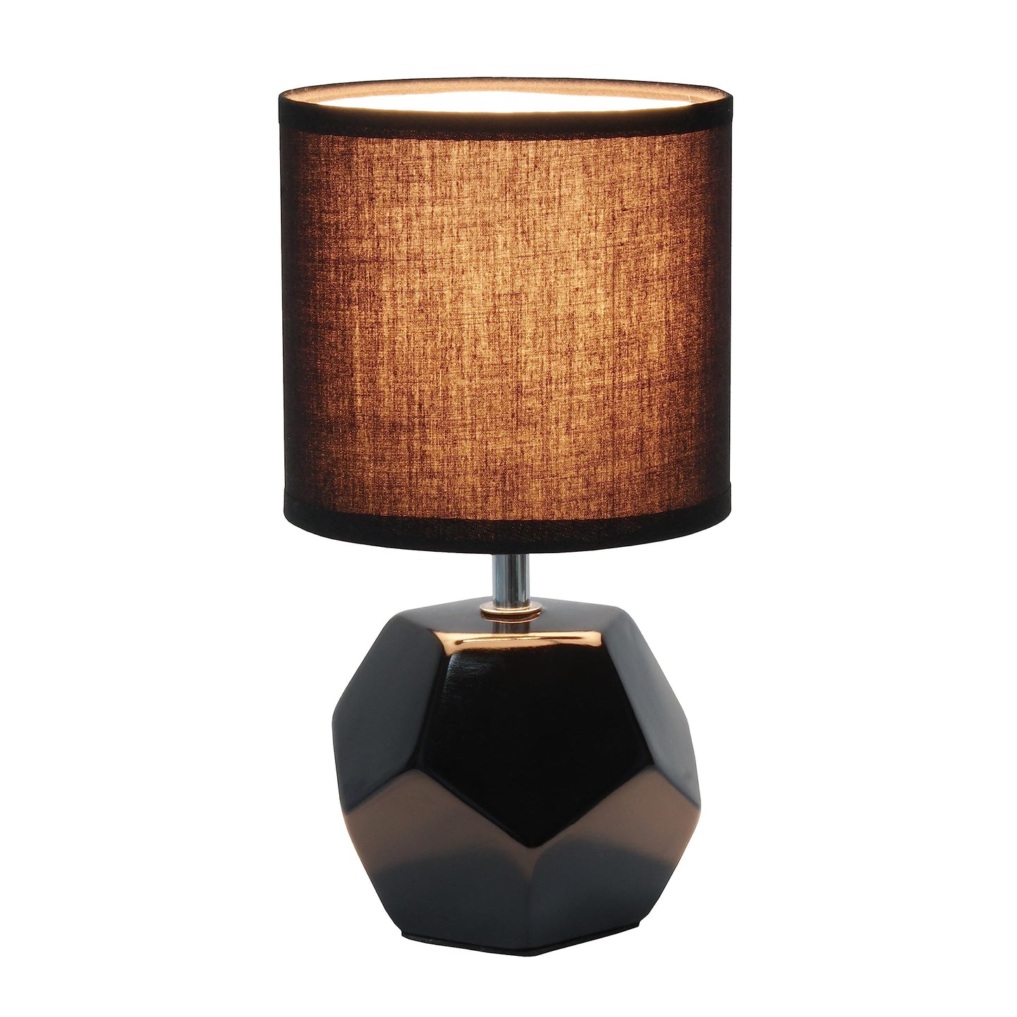 Simple Designs Lt2065-Gry Mini Table Lamp, Gray Ceramic With Fabric Shade, 5.5L X 5.5W X 10.4H