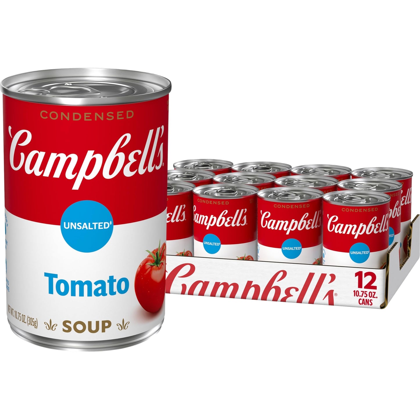 Campbell s Condensed Unsalted Tomato Soup, 10.75 oz Can (12 Pack)