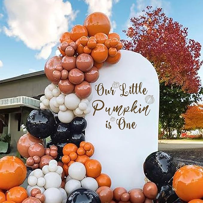 Our Little Pumpkin is One Decal - Little Pumpkin 1st Birthday Decorations Decal, Fall Halloween First Birthday Decor, My First Thanksgiving Birthday Decor Sticker for Backdrop, Balloon Arch