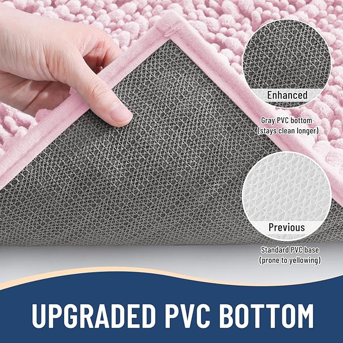 Arotive Luxury Chenille Bathroom Rug Mat, Extra Soft Thick Absorbent Shaggy Bath Rugs, Non-Slip Machine Wash Dry, Plush Bath Mats for Bathroom, Shower and Tub, 40x32, Pink