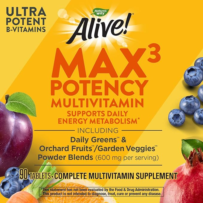 Nature's Way Alive! Max Potency Daily Multivitamin Tablets, Natural, 90 Count