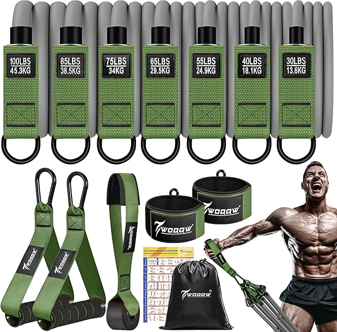 WOQQW Heavy Resistance Bands for Working Out, 350lbs/450lbs Exercise Bands with Handles, Workout Bands Set for Men, Fitnes...