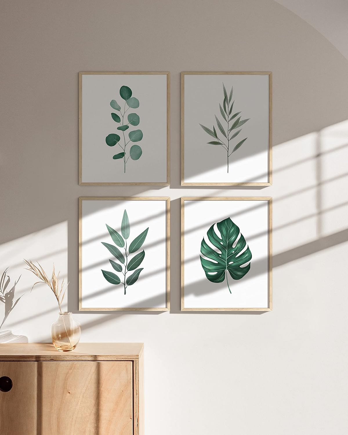 HAUS AND HUES Plant Wall Art - Green Wall Art Collection, Botanical Prints, Leaves Paintings for Minimalist Decor (8x10, UNFRAMED)
