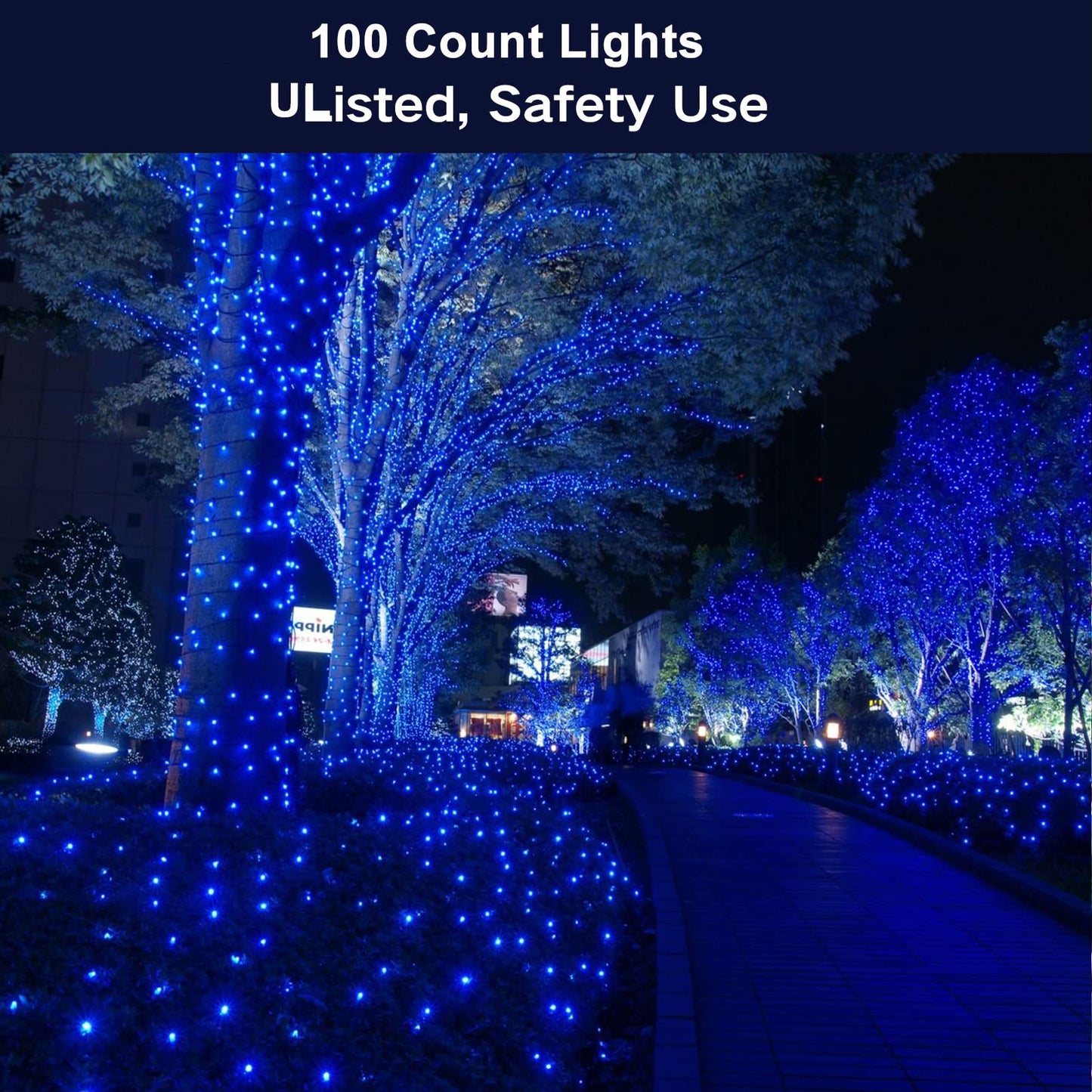 Odeetronic 21.63Ft 100 Count Blue Incandescent Christmas String Lights, Ul Certified, Indoor/Outdoor Decor