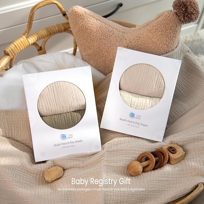 lulumoon Pack N Play Sheets: Soft & Breathable Playard Sheets for Boys and Girls - Fitted for Most Pack N Play and Playard Mattress