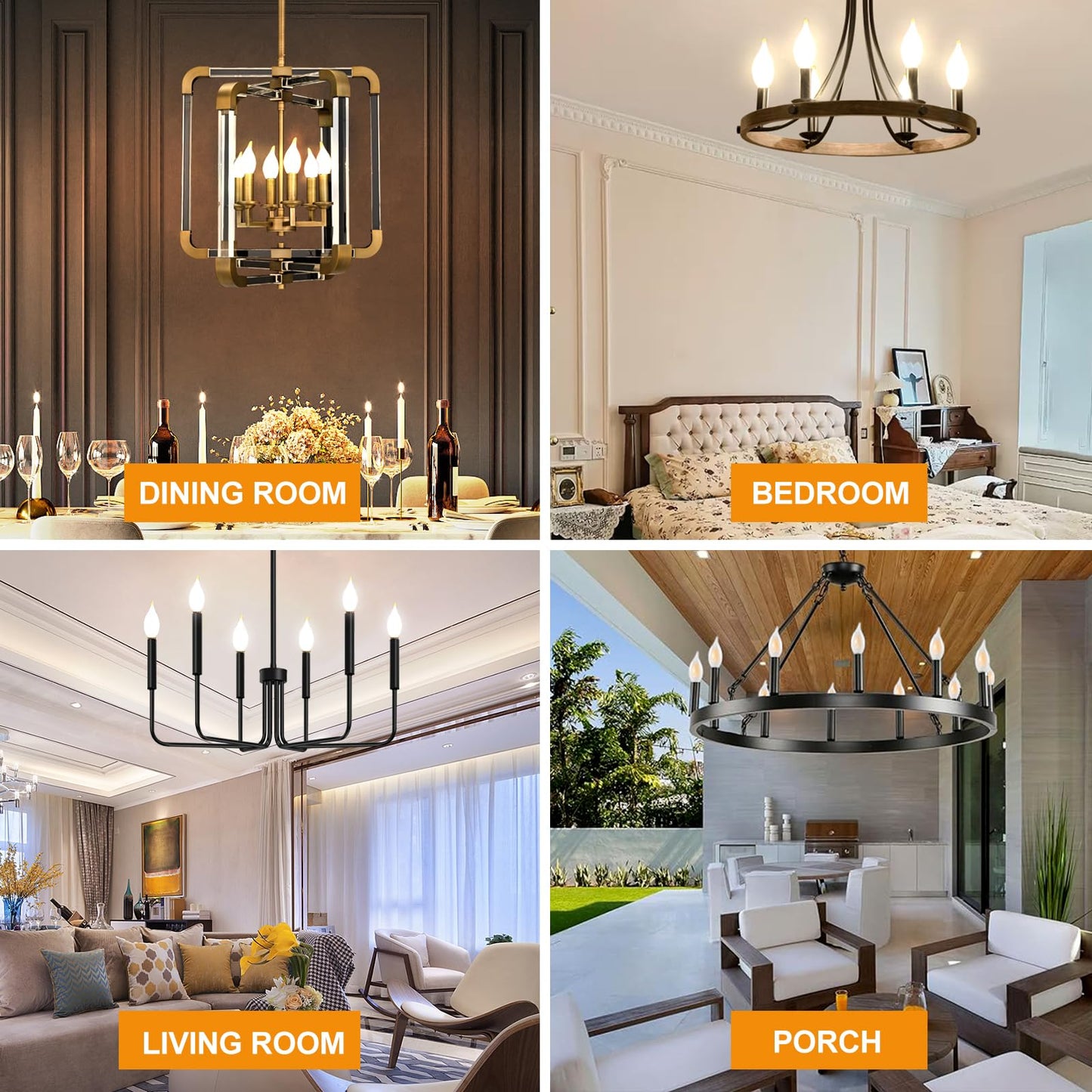 Decoaui E12 Led Chandelier Light Bulbs  4W(40W Equivalent) Dimmable C11 Frosted Glass  450 Lumens  2700K Soft White  Candle Shaped  Ideal For Candelabras Open Fixtures  6-Pack