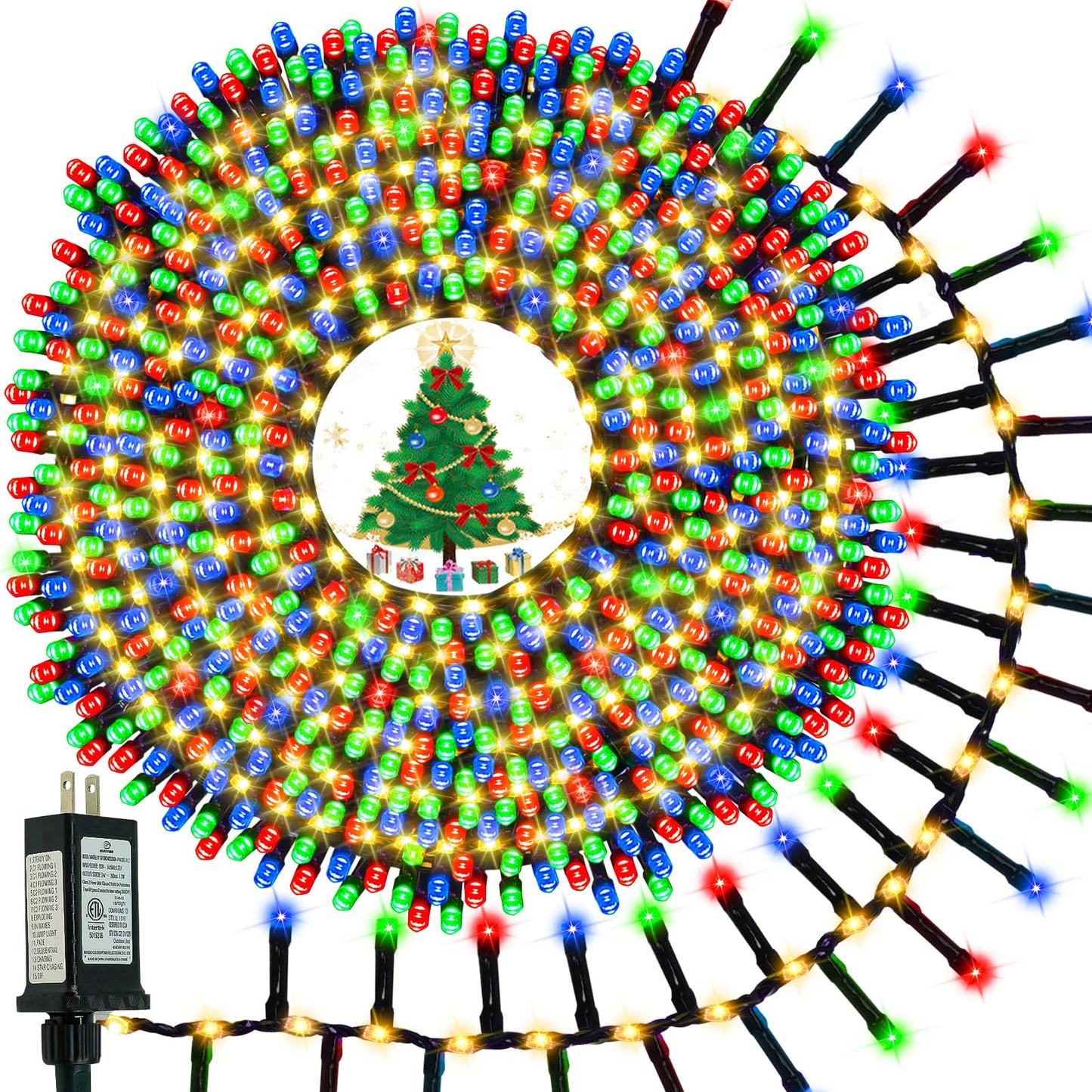 2025 New Christmas Cluster Lights 960 Led With Flowing Twinkling  Fire er Fairy Lights With 15 Modes & Timer  Waterproof Christmas String Light For Indoor Outdoor Xmas Tree Party Garden Multicolor