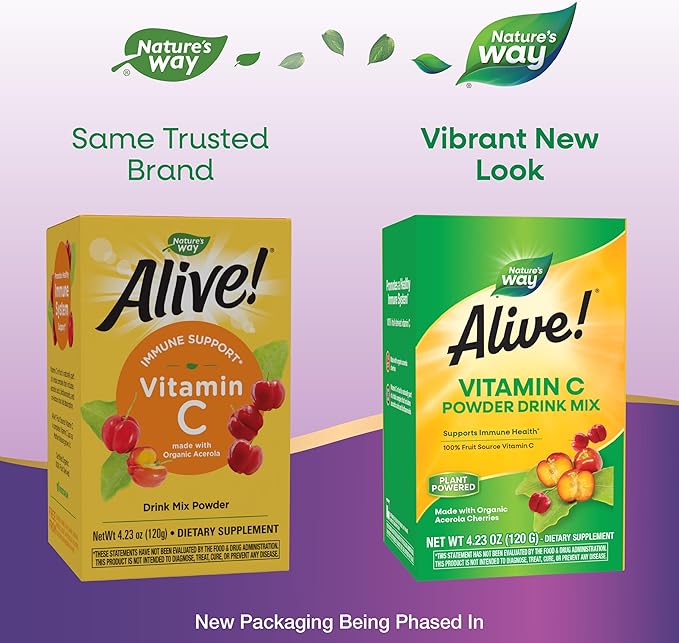 Nature's Way Alive! Vitamin C Powder Drink Mix from Organic Acerola, 4.23 oz.