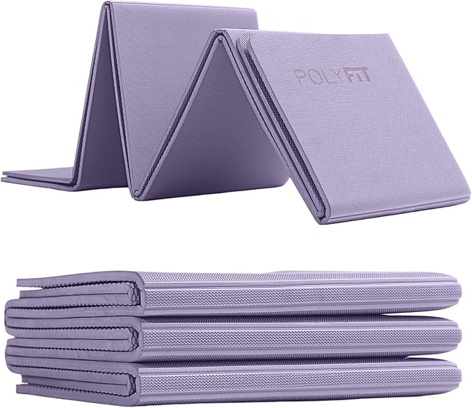 Polyfit Foldable Yoga Mat for Travel and Home Workouts - 7mm Thick - Lightweight, Packable, and Easy to Store - Folding Wo...
