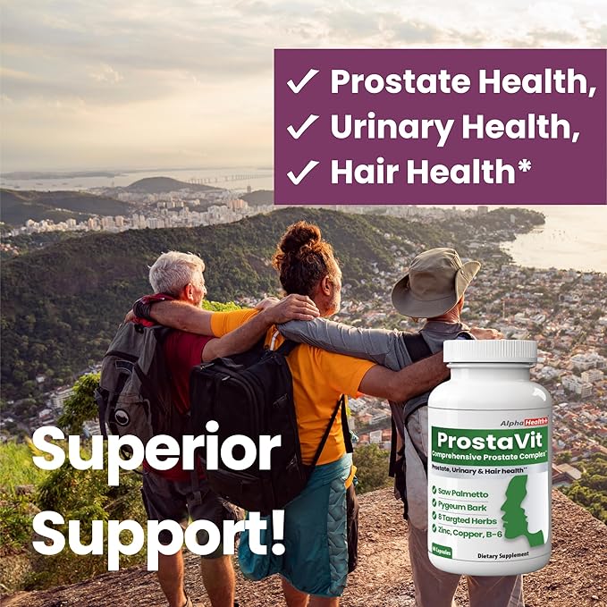 ProstaVit Saw Palmetto for Men, Prostate Health Supplements for Men, Urinary & Hair Health Supplement: Pumpkin Seed Extract & Pygeum bark +14 Herbs & Vitmains. Prostate Supplements 60 Capsules