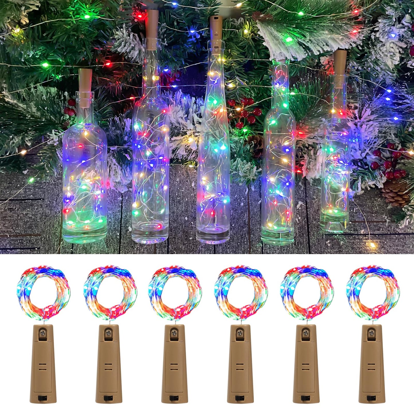 Etinga Dual Battery Pack Led Bottle Lights  6.6Ft 20Led Double The Lighting Time  For Indoor And Outdoor Use  For Christmas (15 Pack  Warm White(Dual Battery Pack))