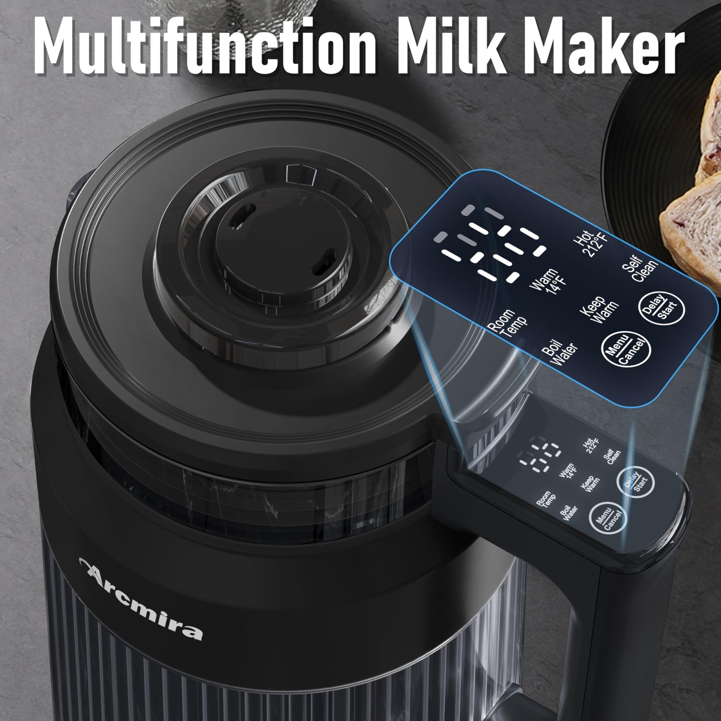 6-in-1 Nut Milk Maker, 8 Blade 27oz Homemade Almond, Soy, Coconut, Oat, Plant Based Milks and Non Dairy Beverages, Soy Milk Maker Machine with Delay Start/Keep Warm/Self-Cleaning/Boil Water