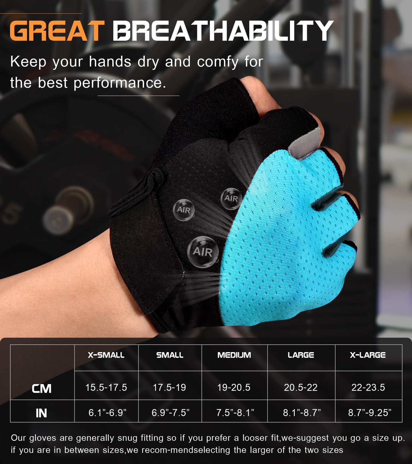 Sunnex Gym Gloves - Fingerless, Breathable Workout Gloves for Weightlifting, Sports & Training