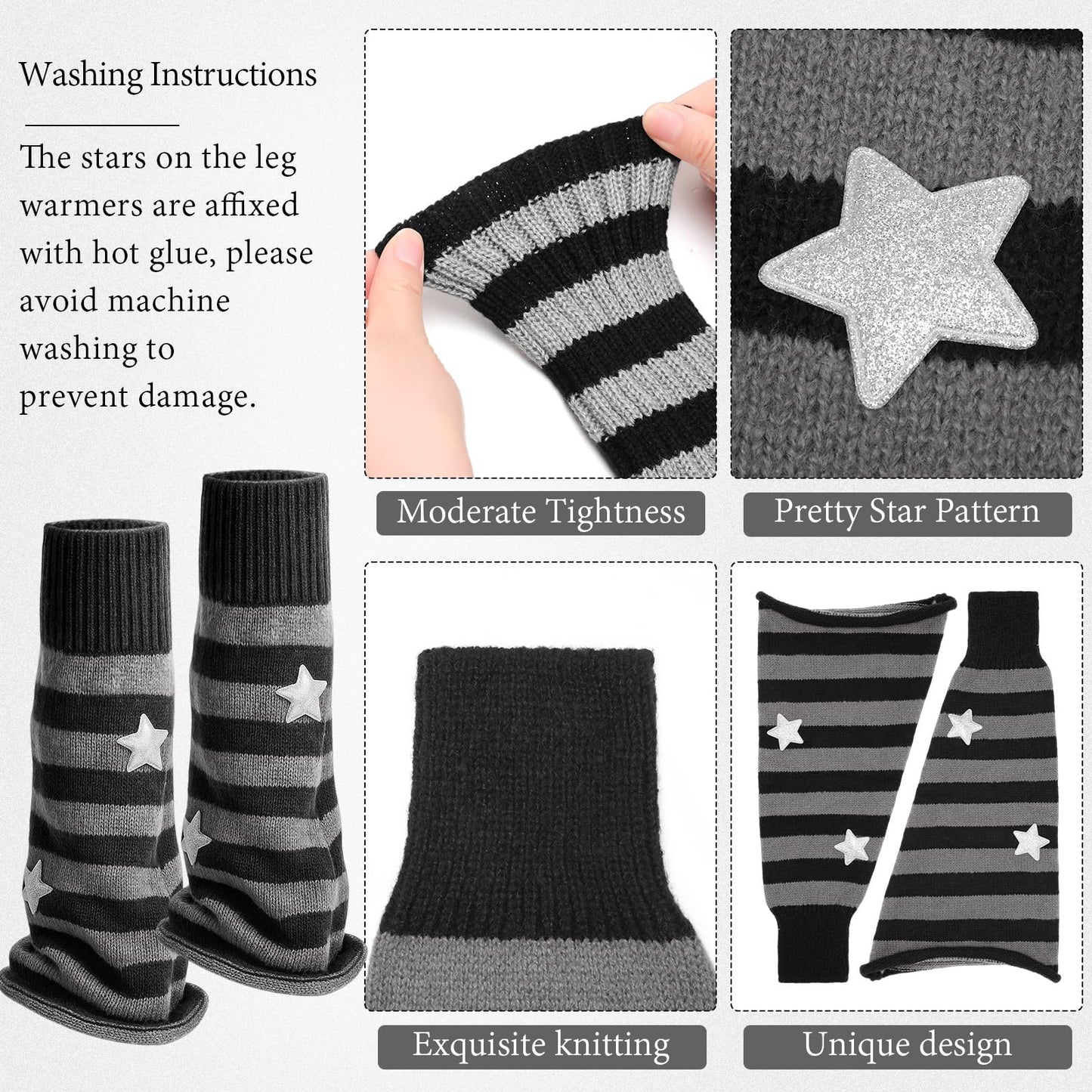 Jspupifip Y2K Leg Warmers for Women, Star Arm Warmers Streetwear Leg Cover Retro Stretchy Dance Accessories for Japanese Harajuke Cosplay Lolita Rave Festival, Anime Cosplay, Aesthetic Outfit