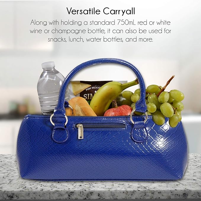 Wine Clutch Bag Thermal Insulated Wine Carrier Tote Holds Red & White Wine 750 ml Bottle Includes Portable Waiter-Style Corkscrew