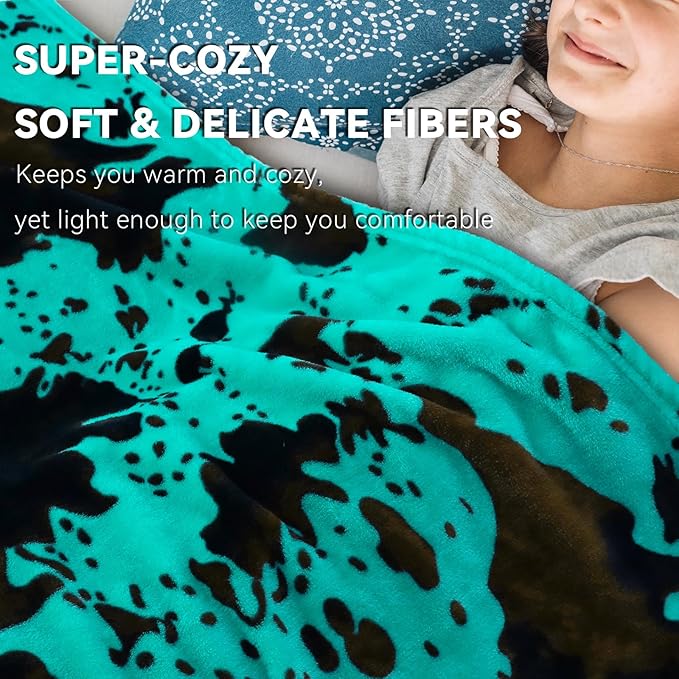 Fleece Throw Blanket for Bed - Teal Turquoise Blue Soft Fuzzy Blankets, Lightweight Cyan House Decorations for Living Room Home Decor Birthday Gifts for Women Men Girls Boys