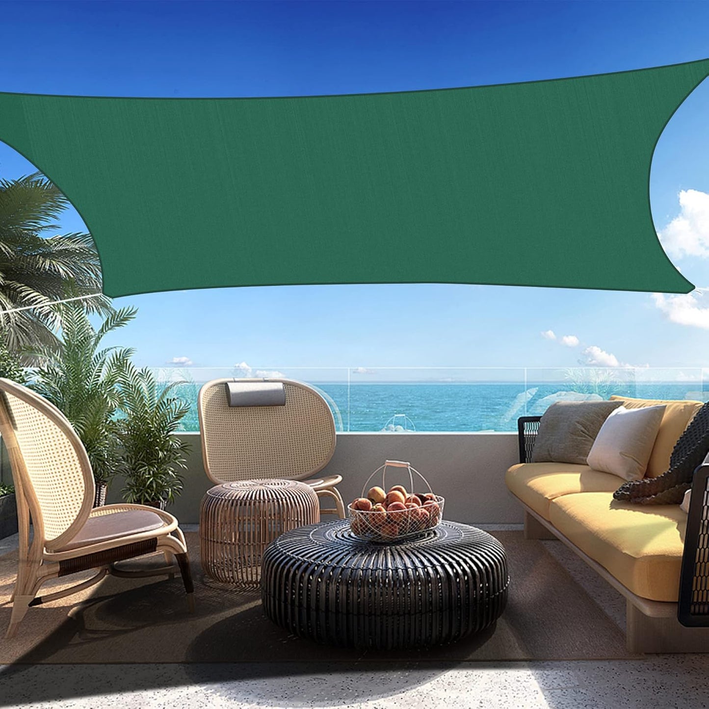 4' x 6' Green Rectangle Sun Shade Sail SSP1212 Canopy Durable Fabric UV Block Awning,We Make Custom Orders