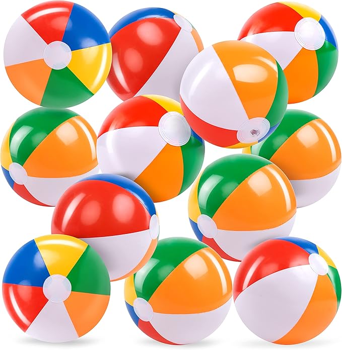 JOYIN 12-Pack 12“ Beach Balls - Bulk Classic Beachball Inflatable Swimming Pool Toys for Games Adults Kids Birthday Party ...