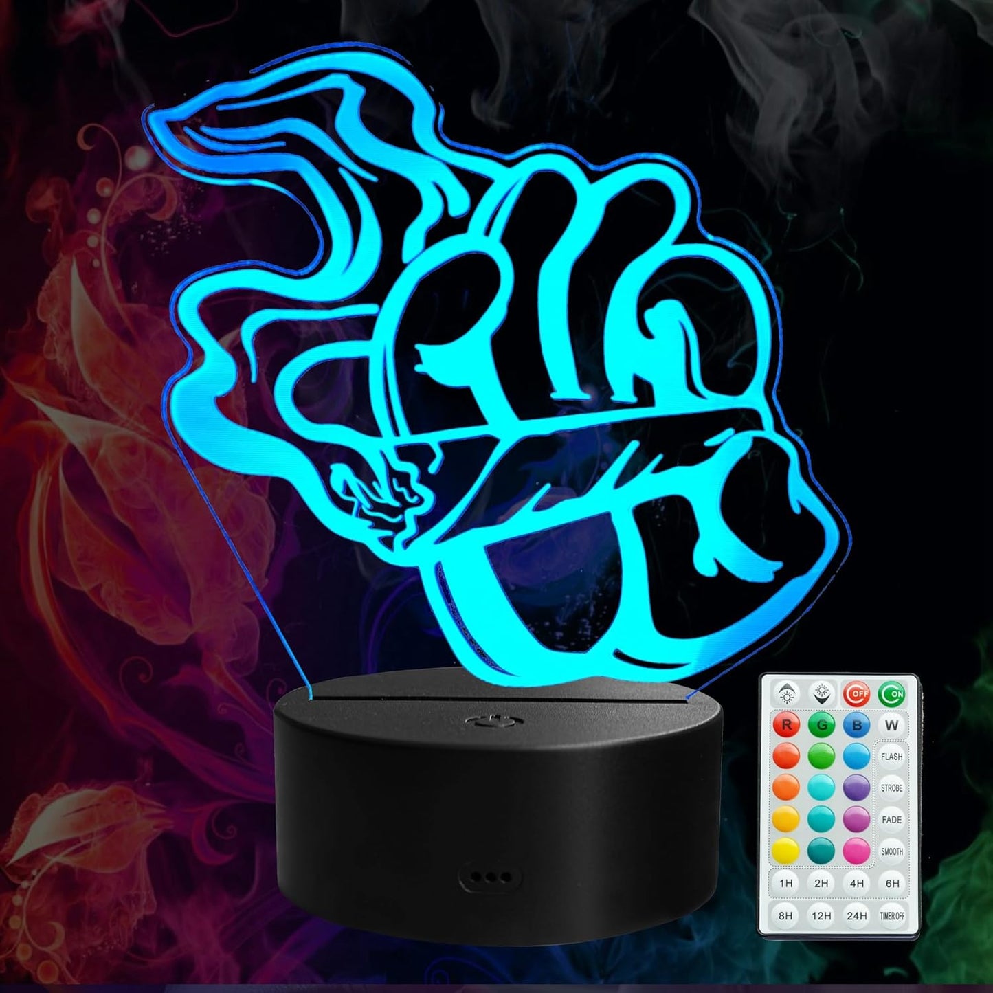 Cool 3D Night Light, 3D Illusion Lamp with 16 Colors Changing, Timer, 4 Flash Modes and Dimmable, Kids Boys Girls Room Decoration, Holiday Xmas Gifts