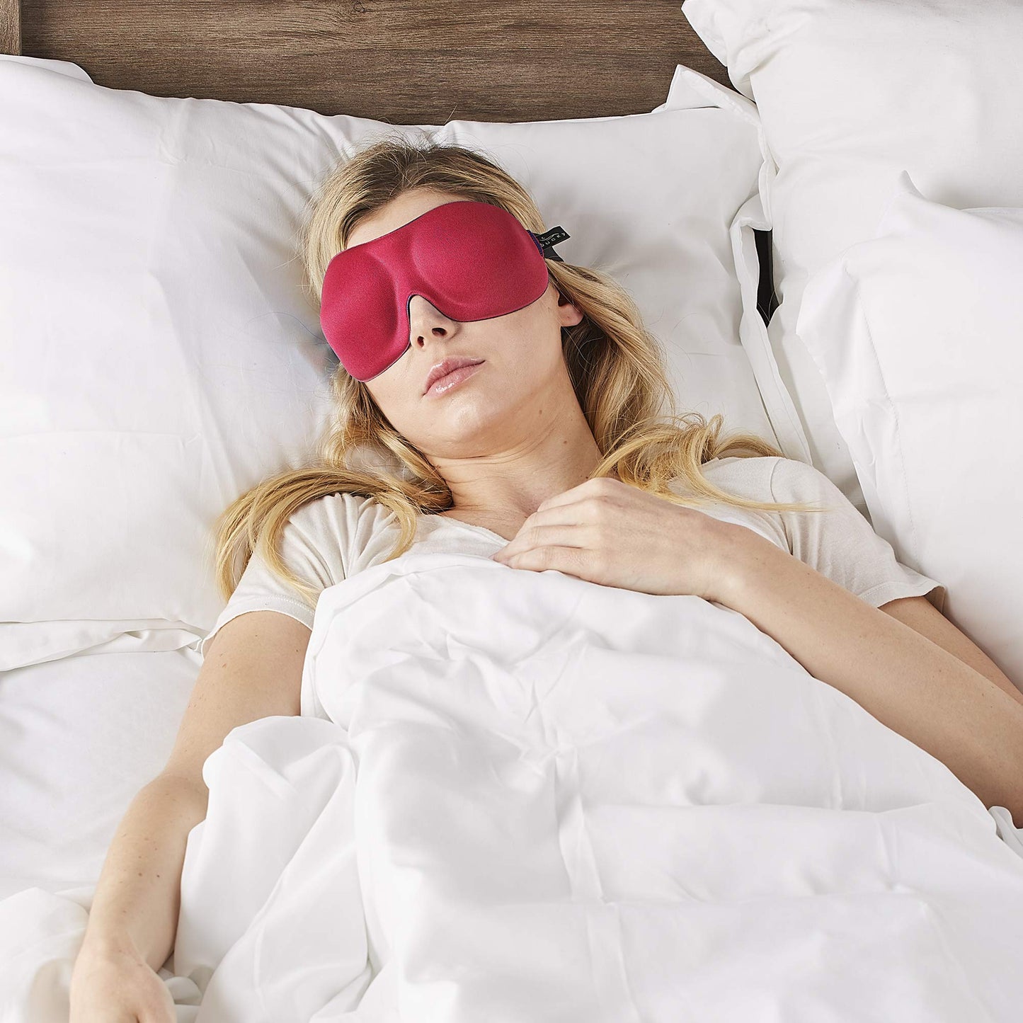 Bucky 40 Blinks No Pressure Solid Eye Mask for Sleep & Travel, Crimson, One Size