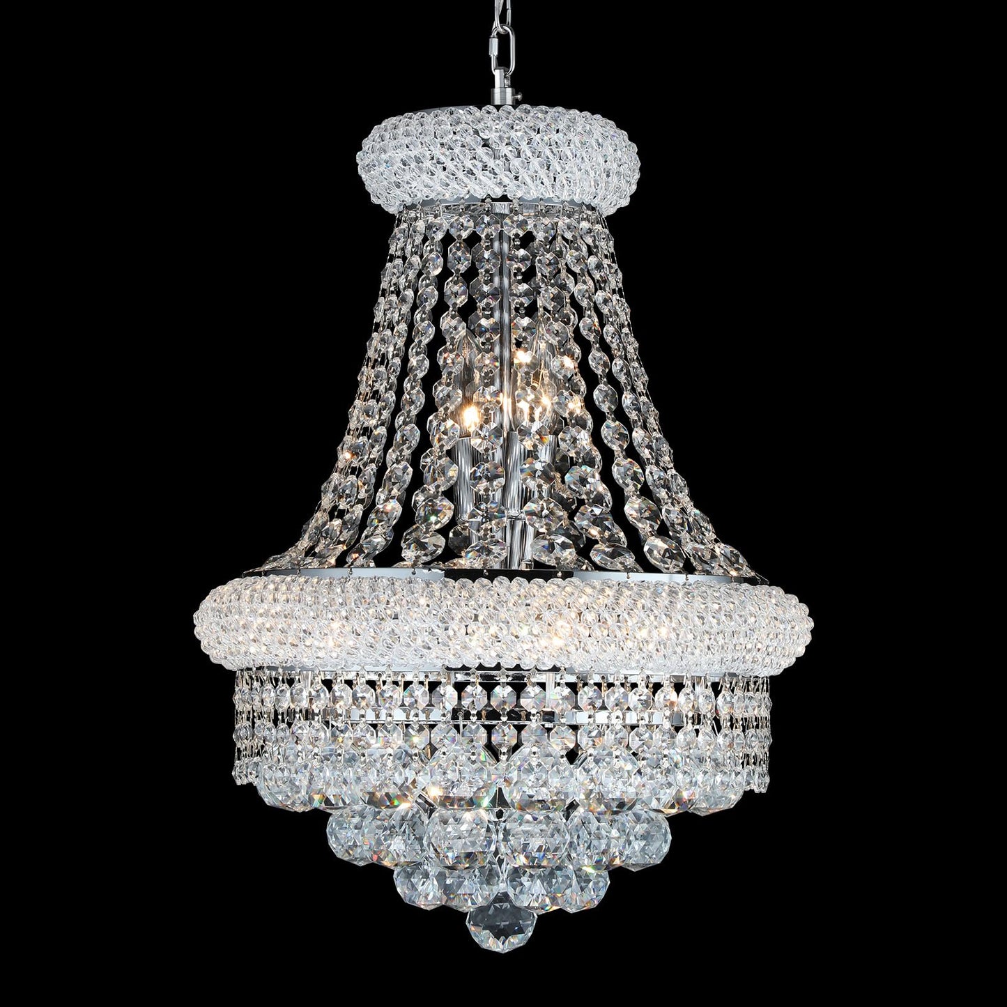 Crystal Chandeliers For Dining Room Light Fixtures Over Table  Empire Style K9 Crystal Chandelier For Living Room  6 Lights Chrome stylish Lighting Fixtures For Bedroom Kitchen Island Entryway D15 Inch