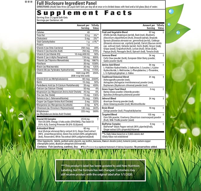 Irwin Naturals Women's Living Green Liquid-Gel Multi Vitamin - 70 Essential Nutrients, Vitamins, Wholefood Blend - Targeted Support - 120 Liquid Softgels