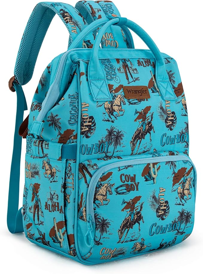 Montana West Wrangler Callie Diaper Bag Backpack with Stroller Straps Western Pattern Multifunction Baby Travel Bag WG2204-91102TQ