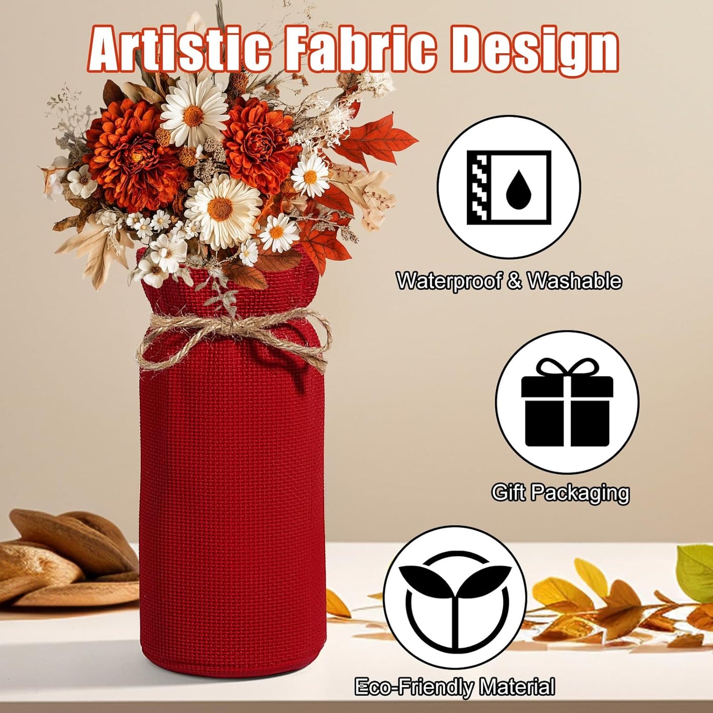 Fall Decor Vase for Flowers Fall Centerpieces for Tables Vases Home Decor Vintage Flower Vase Dining Table Centerpiece Decor(Red)