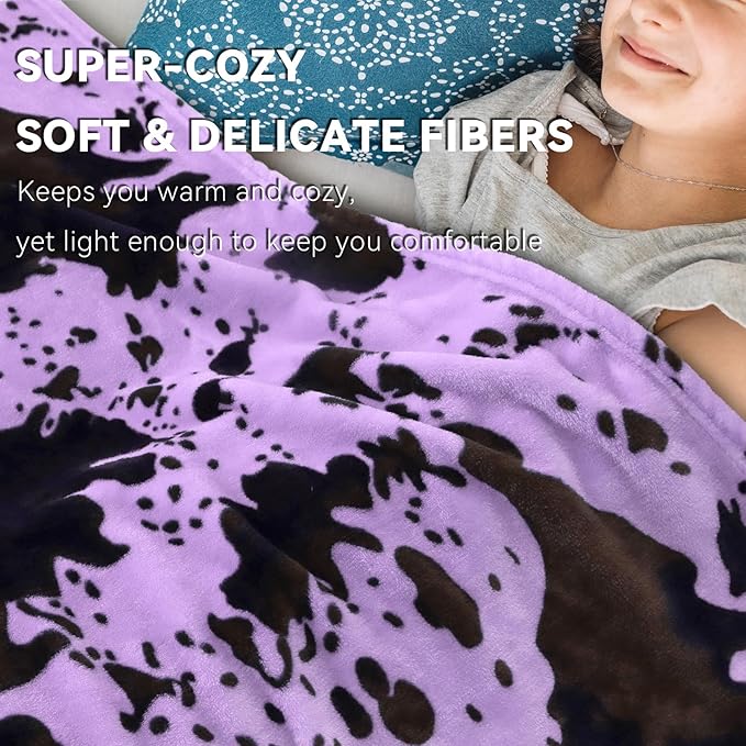 Purple Fleece Blanket Queen Size - Lightweight Warm Fuzzy Soft Cozy Oversized Bed & Couch Blanket Throw for Adults & Couples All Season 90x90 inches