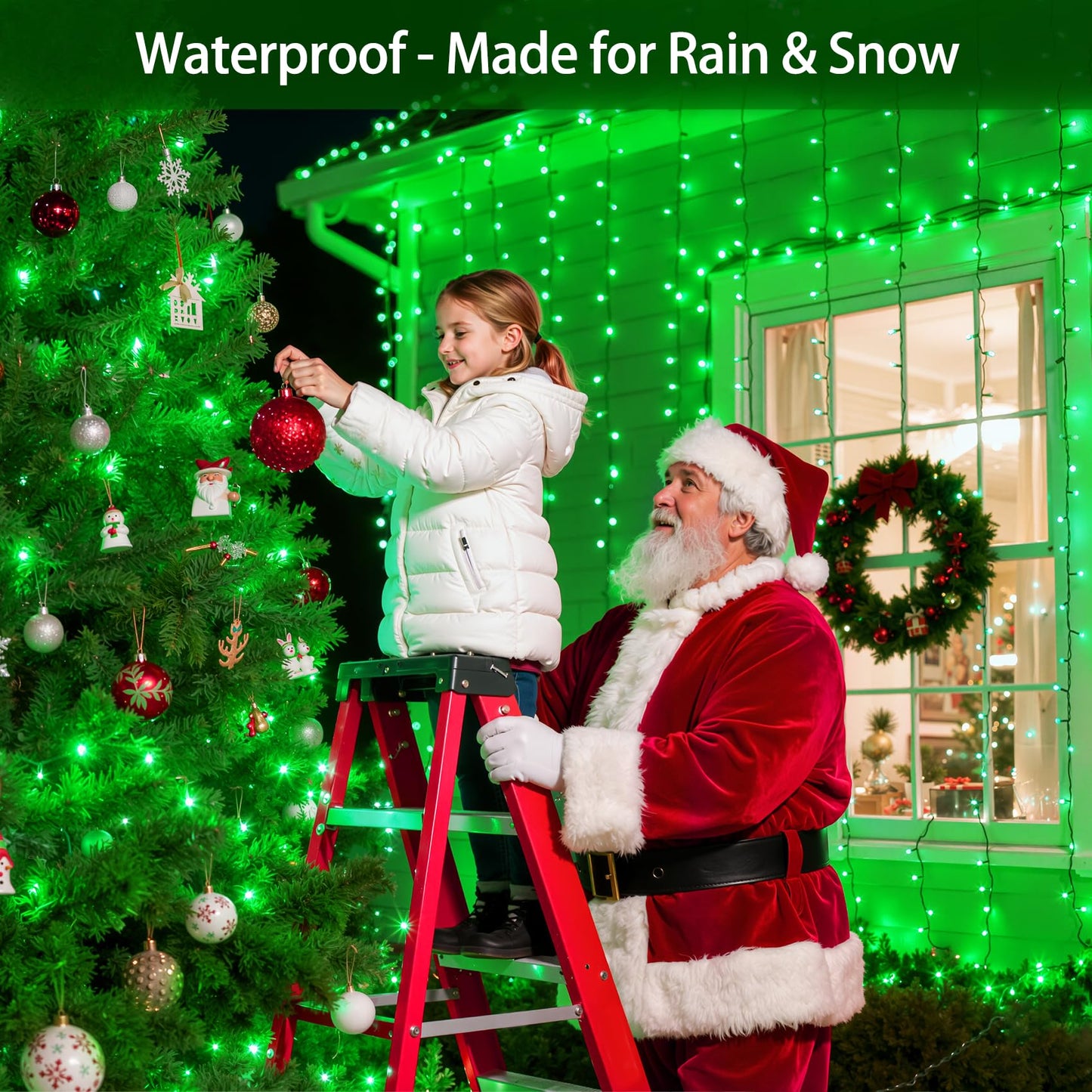 Quhuatu 750 Led 240Ft Christmas Lights Outdoor 12 Lighting Modes Christmas String Lights With Timer  Dimmable Plug In Green Led Stringlights Waterproof For Yard Tree Wedding Party Holiday Green