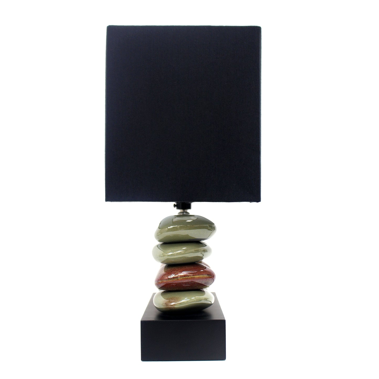Elegant Designs Lt1036-Blk Black Ceramic Table Lamp, 11.75L X 6.50W X 14H, Dual Stacked Stone Design