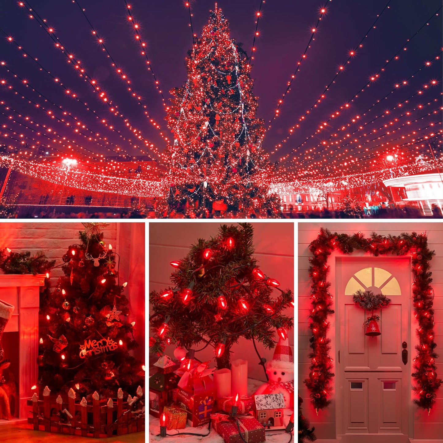 Brightown 50 Pack C7 Red Led Christmas Lights Bulb Replacement Light Bulbs For Christmas String Lights  E12 Candelabra Base  Commercial Grade Holiday Bulbs For Outdoor Indoor Decor Lighting