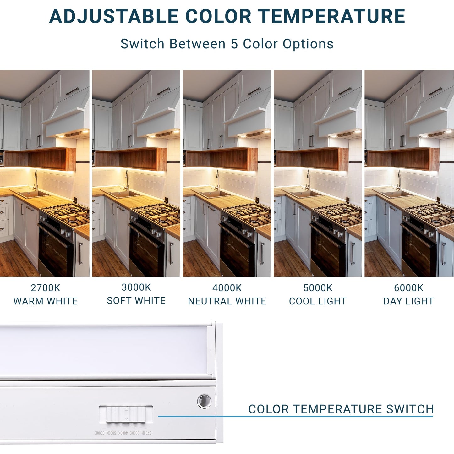 Parmida LED Swivel Under Cabinet Light, 32 Inch, 18W, Dimmable, 3CCT Color Selectable, White, Model PLED-UCS32-3CCT