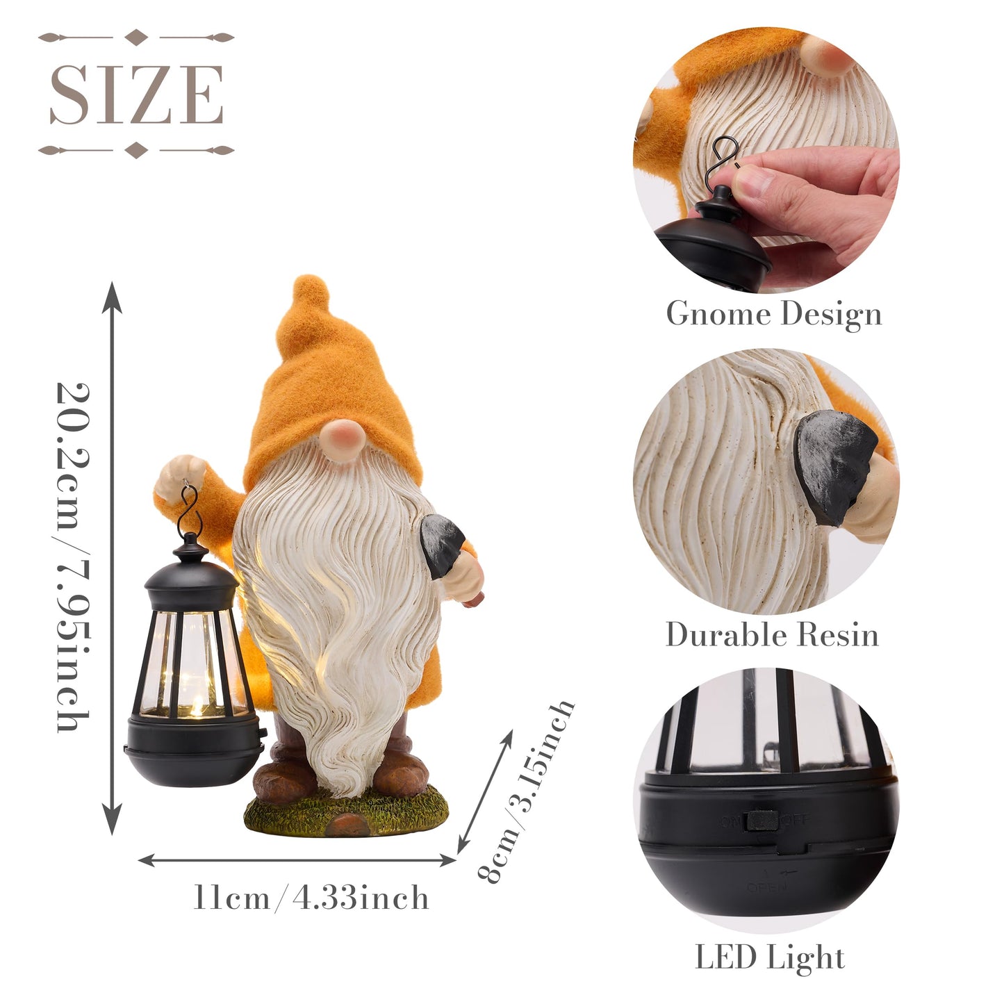 TeresaS Collections Fall Decor  Fall Gnome Decor  Autumn Garden Gnomes Holding Lantern With Solar Lights Waterproof Resin Outdoor Fall Decor  Fall Gifts Outdoor/Indoor 8