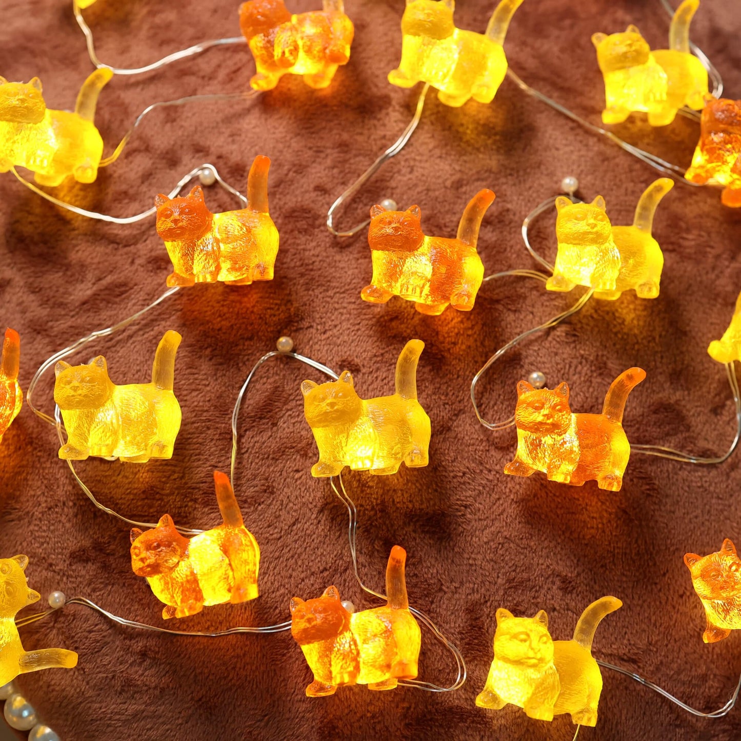 Solar Cat String Lights - Christmas Thanksgiving Holiday Decor - Waterproof Kitty Fairy Lights For Garden  Patio Summer Parties - Solar Powered Cat D?Cor For Festive 40Led 14Ft Fence Window Pond