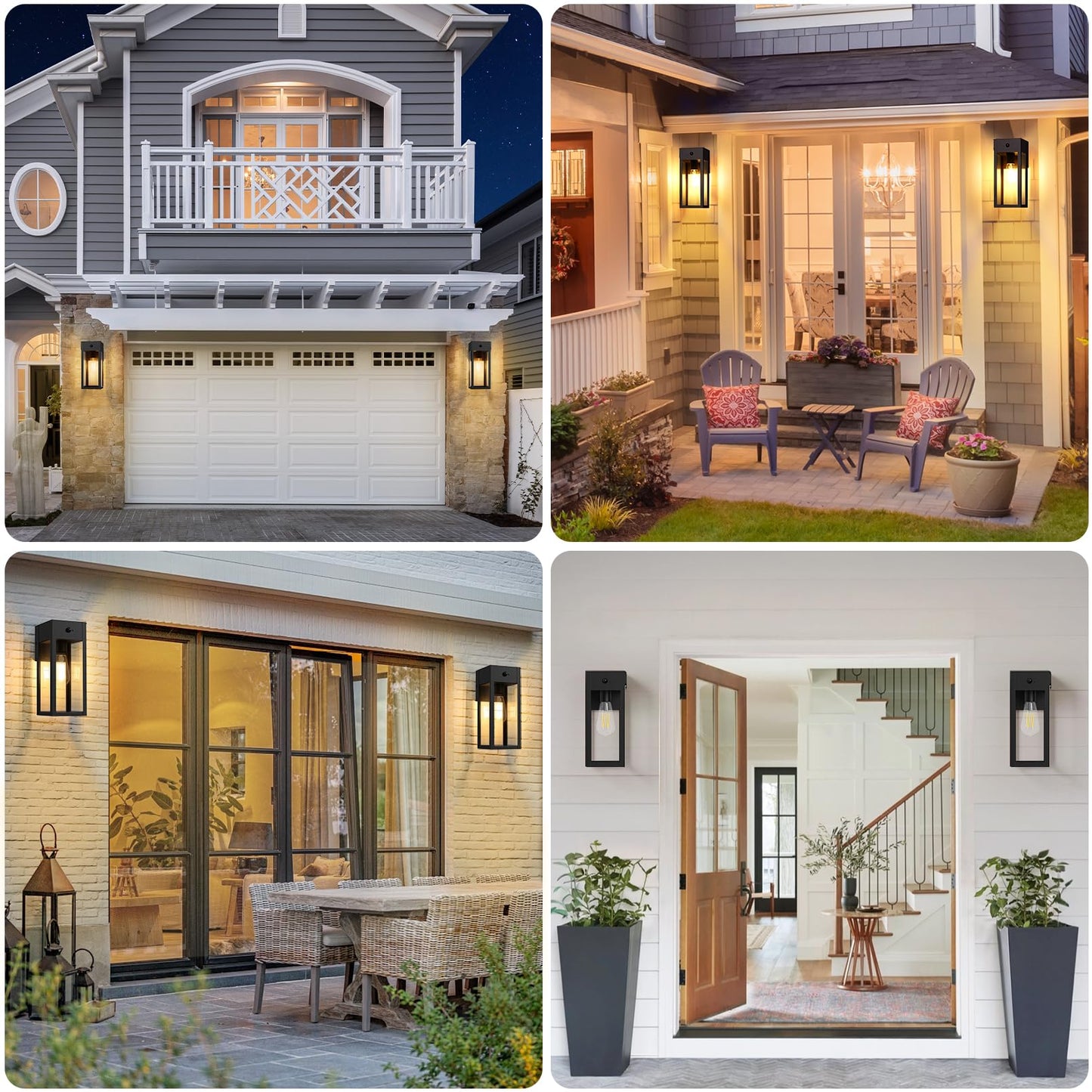 Oykyohei Porch Lights With Gfci Outlet  Dusk To Dawn Motion Sensor Outdoor Lights  2 Lighting Modes Waterproof Anti-Rust Wall Sconce Lantern  Outside Light For House  Black