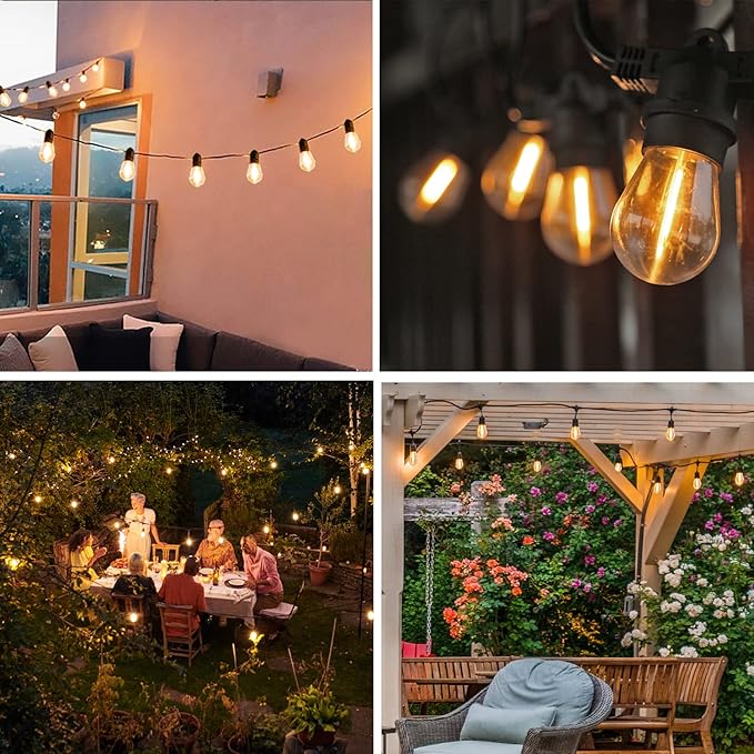 S14 Replacement LED Light Bulbs, Shatterproof & Waterproof 1W S14 LED Bulbs, Outdoor String Lights , E26 Base Patio Edison LED Light Bulbs, Warm White 2200K Plastic 70ML Non-Dimmable 15 Pack