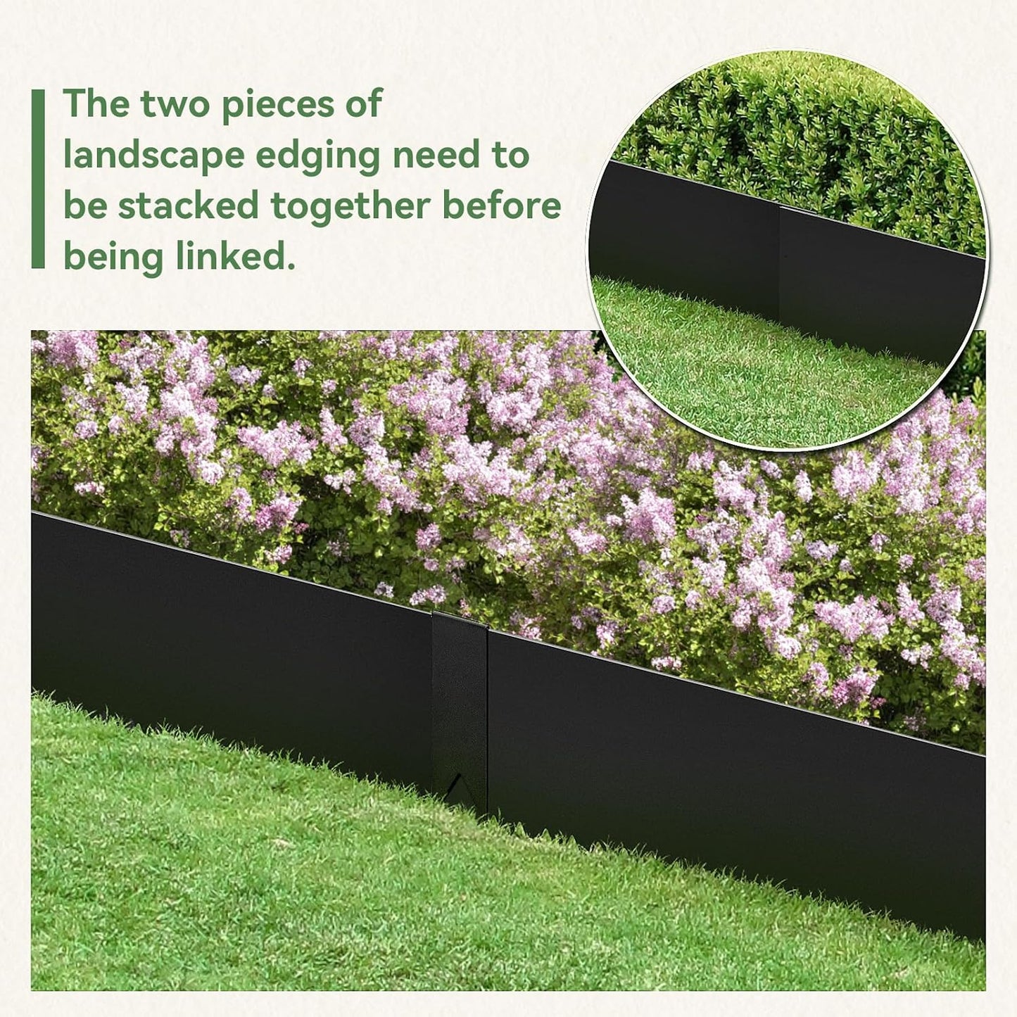 6PCS 8 inch Steel Landscape Edging Kit - 40" L x 8" H Each (20ft Total) Galvanized Steel Edge for Lawn Yard- No-Dig Hammer-in Heavy Duty Metal Edging Border with 6 Clips
