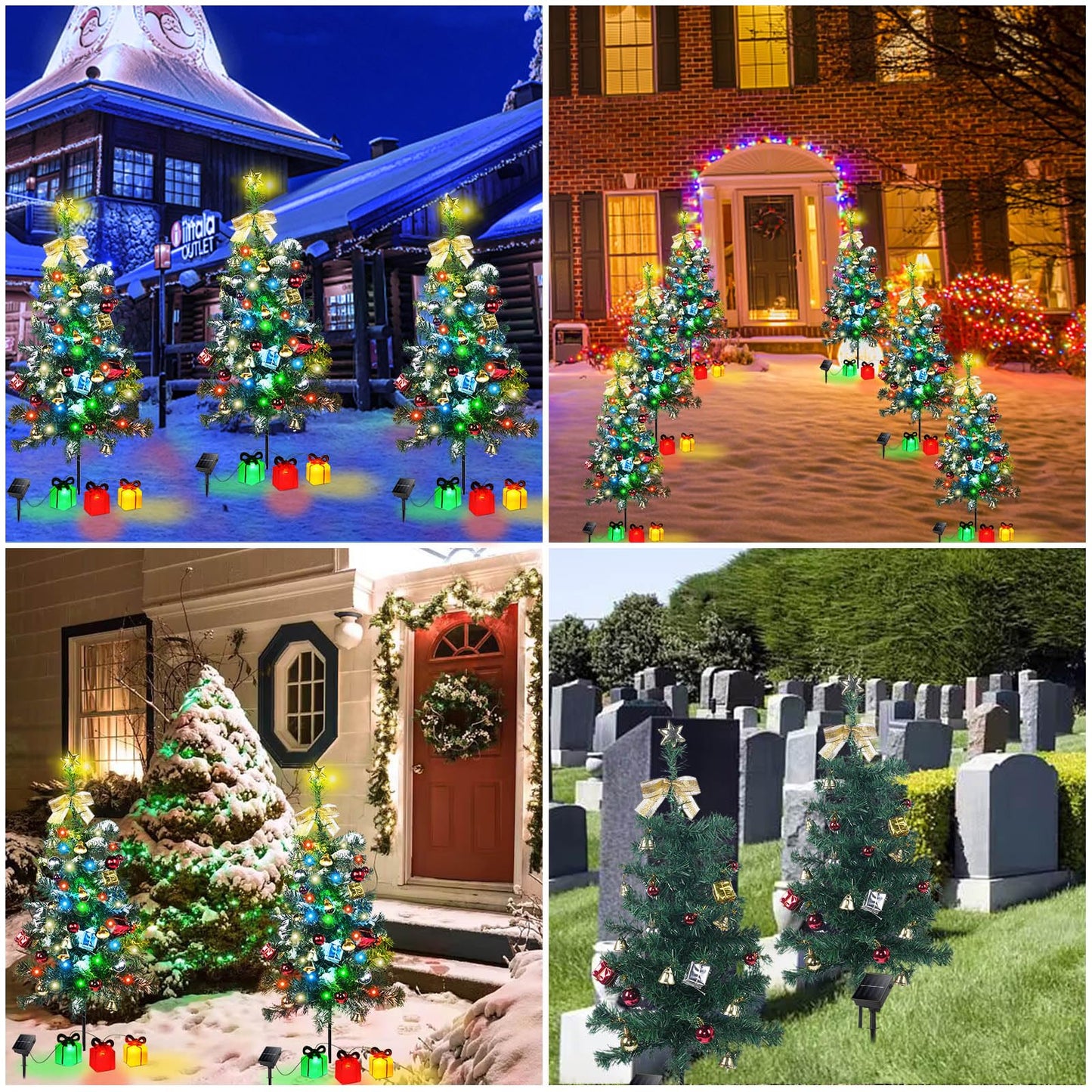 Kordain Solar Mini Christmas Tree Lights, 30 Inch, 30 LEDs, 8 Flashing Modes, Green, Model Kordain 2023, 2PCS