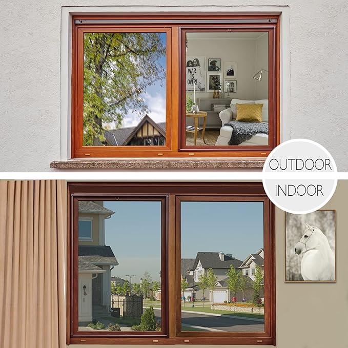 HIDBEA One Way Privacy Window Film, Daytime Mirror Reflective Heat Control UV Sun Blocking Non-Adhesive Static Cling Window Tint for Home and Office(Silver, 41.3 Inch x 6.5 Feet)