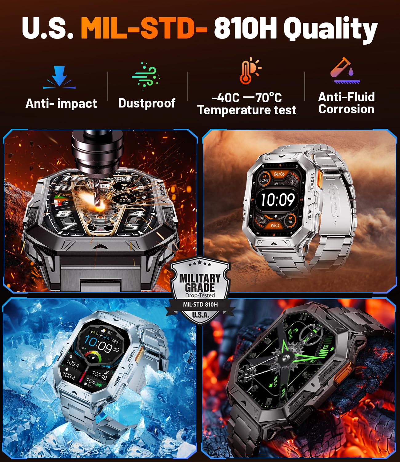 LIGE Military Smart Watches for Men(Answer/Make Calls),100-Day Battery Life,2.13" AMOLED Outdoor Sports Smartwatch with Compass,Heart Rate/Sleep Monitor Fitness Tracker for Android iOS,AI Voice