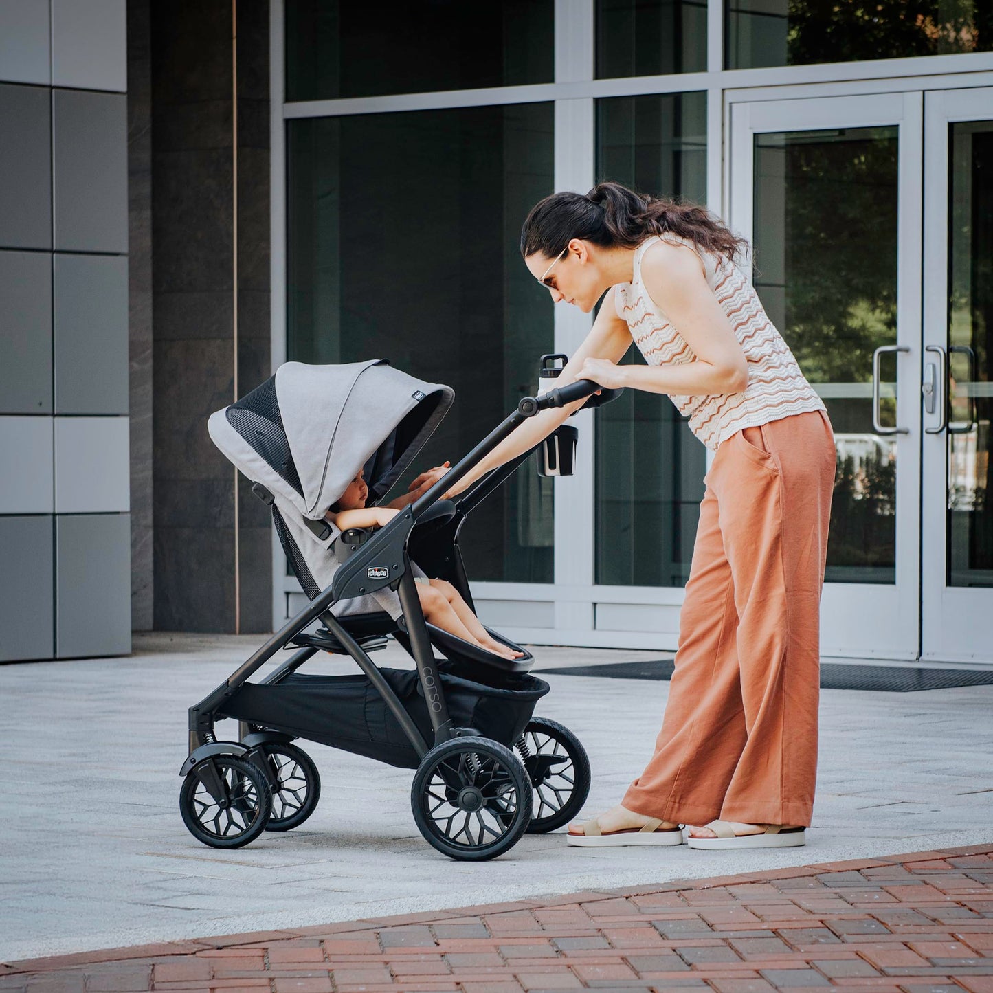 Chicco Corso LE ClearTex Modular Travel System, Corso LE Modular Stroller with KeyFit Max ClearTex Infant Car Seat and Base, Canyon/Grey