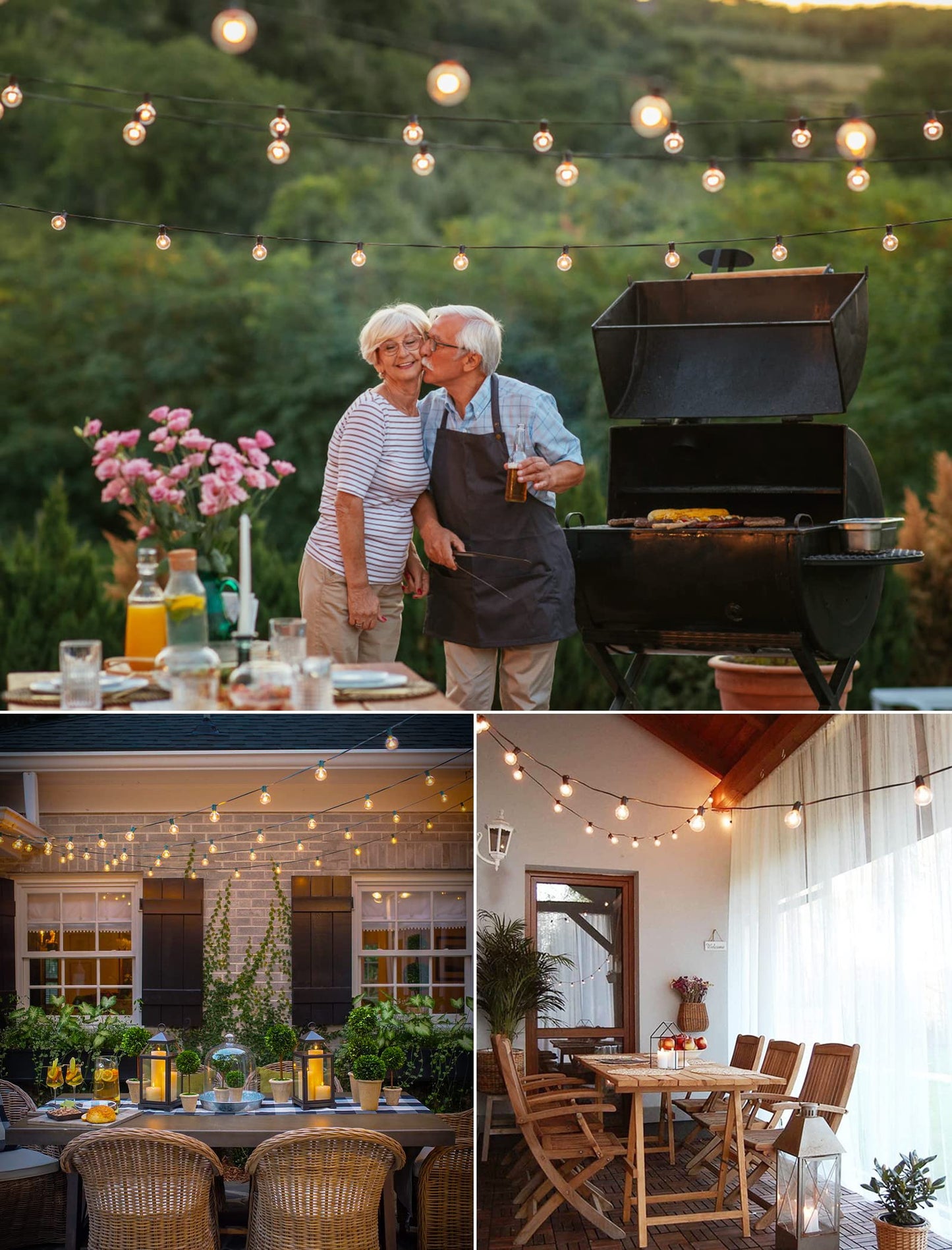 Brightown Led Outdoor String Lights - 150Ft With 75 Dimmable Edison Bulbs, Waterproof Black Connectable Patio Lights For Party & Christmas