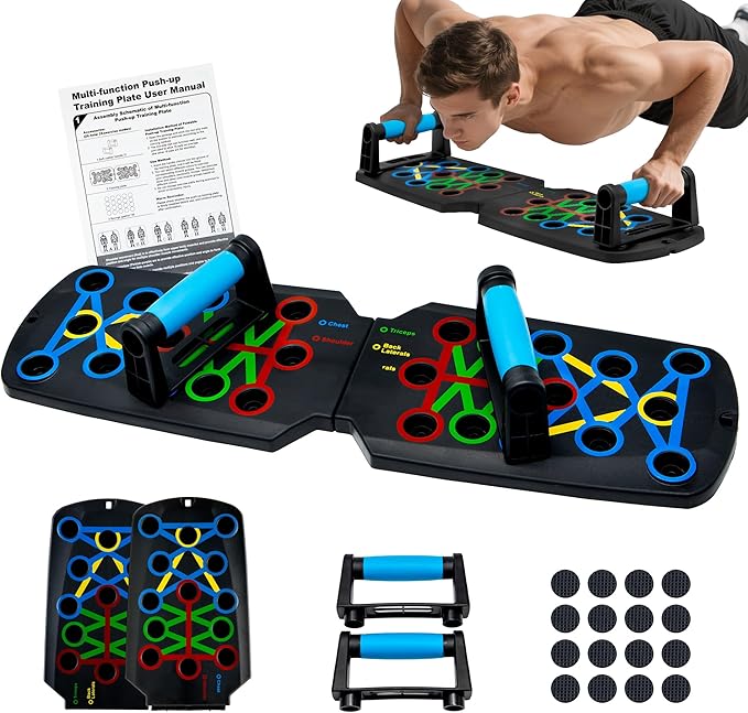 Tongdayi Push Up Board,Portable Dismountable 17 in 1 Push Up Bar at Home Gym,Professional Muscle Training Equipment is Ava...