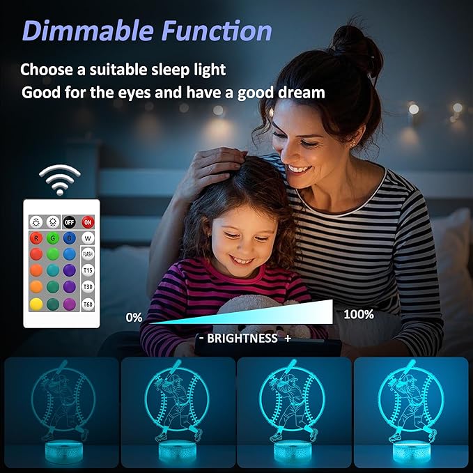Softball Gifts for Girls, Light Up Softball Night Light 3D Illusion Lamp with 16 Colors Remote Control, Softball Accessories Stuff for Girls Women Best Friends Sister Birthday Xmas Gifts