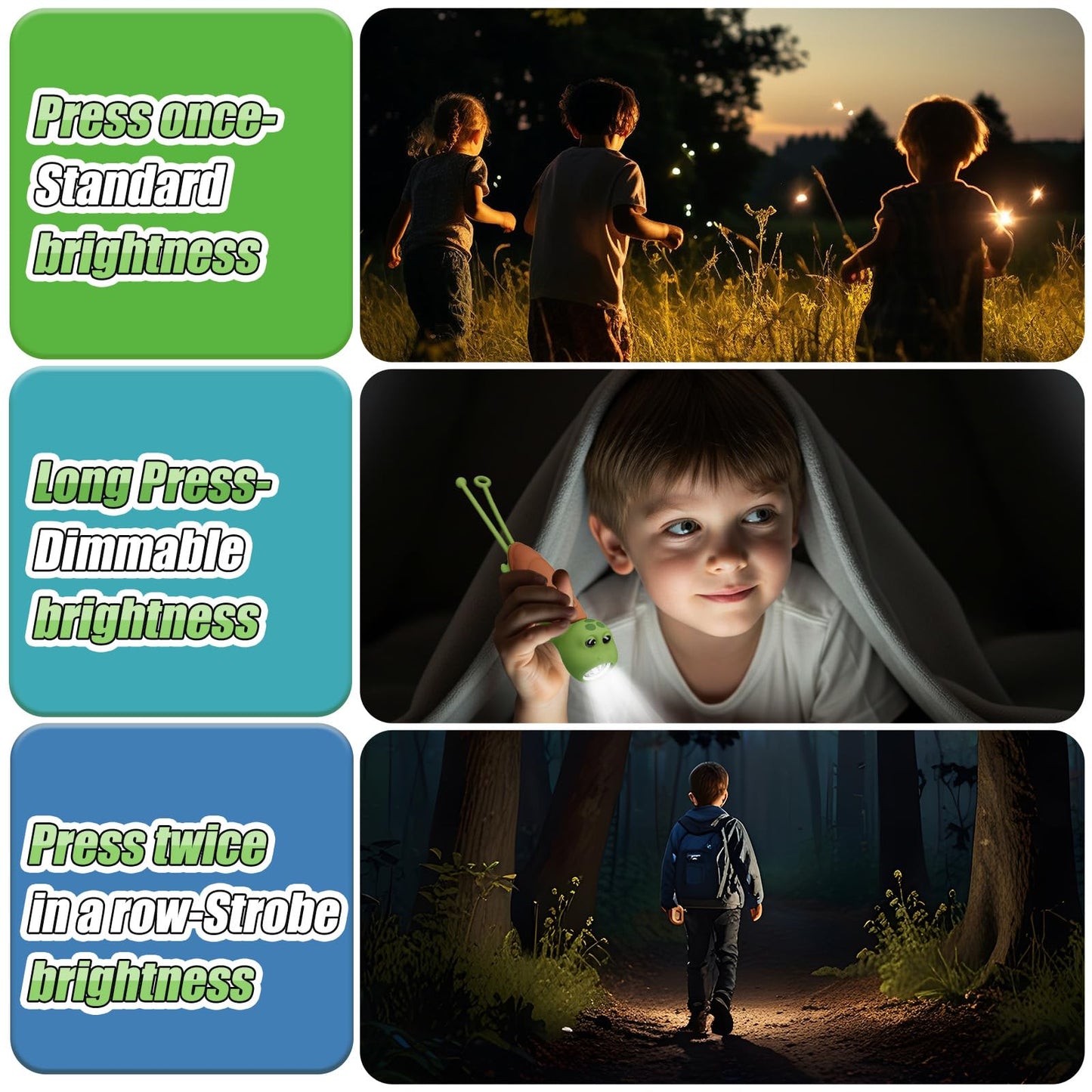 Tremdwoto Toddler Flashlight  Cute Turtle Kids Flashlight For Boys & Girls  Rechargeable Led Flashlight For Camping & Outdoor Adventures  Ideal Christmas Gift For Children
