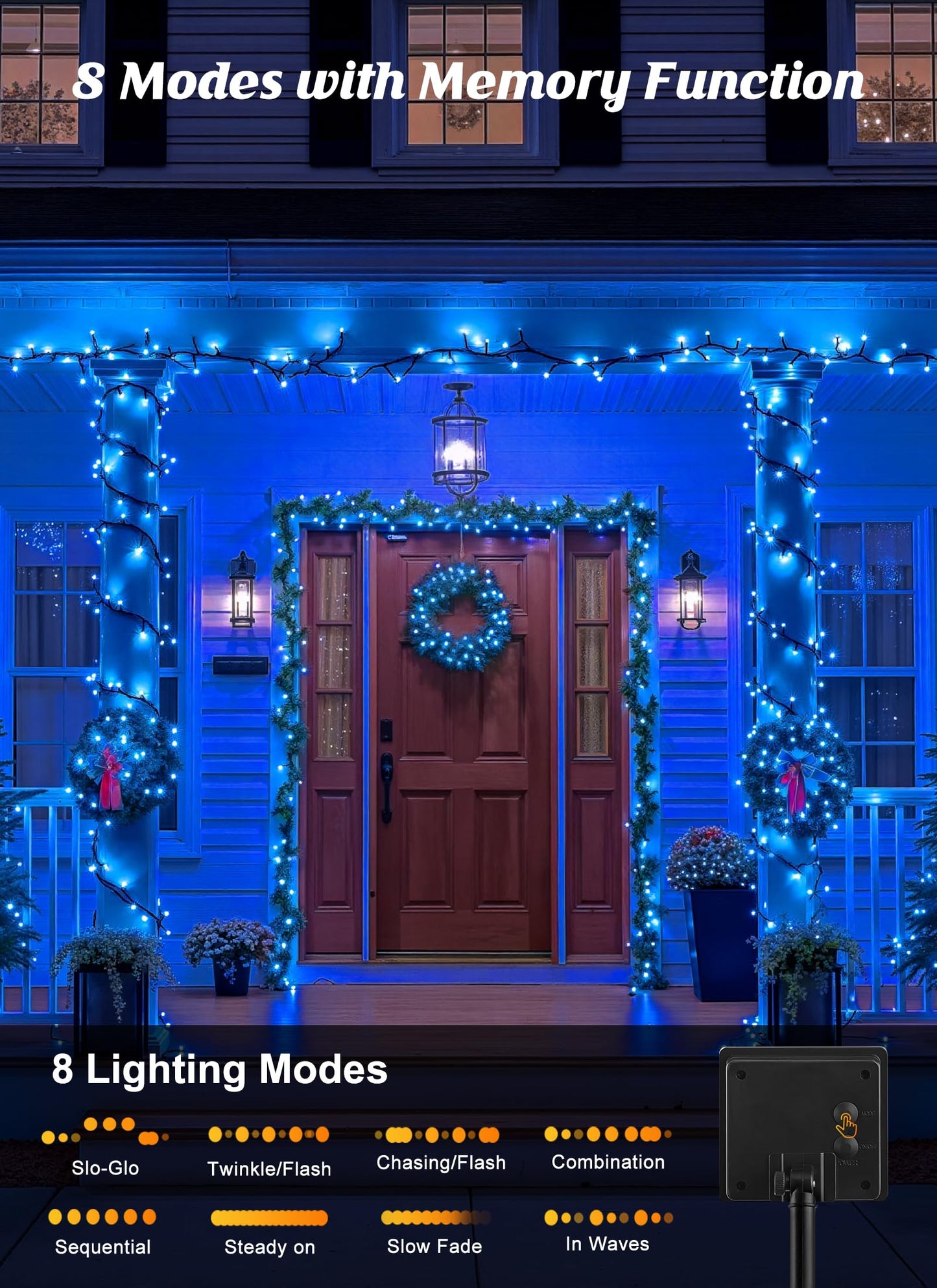 Brightown 2 Pack Solar String Lights Outdoor  Total 144Ft 400 Led Twinkle Fairy Lights Waterproof With 8 Modes Auto On/Off For Patio Tree Garden Party Home Wedding Christmas Decorations (Blue)
