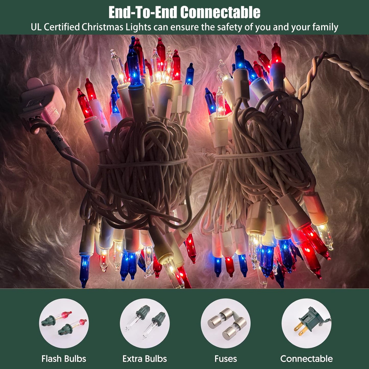 Red White Blue 4Th Of July Patriotic Day Decorations Lights 100 Count Mini String Lights With White Wire For Outdoor Indoor Christmas  Holiday Party  Independence Day Decor Ul Certified (21Feet)