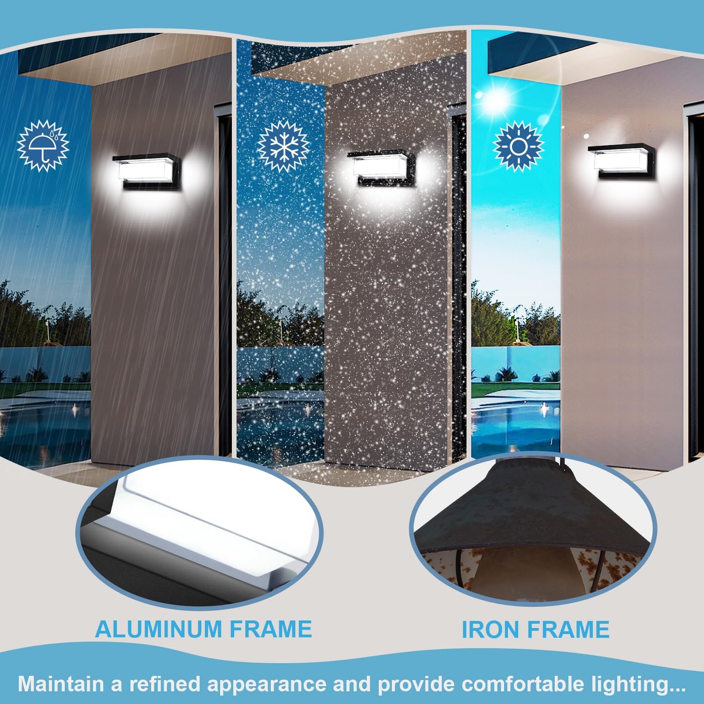 Biritalo 4 Pack 6000K Outdoor Porch Lights  18W 1800Lm Led Wall Lighting  Ip65 Waterproof Rustproof Aluminum Modern Exterior Fixtures For Front Door  Patio  Backyard