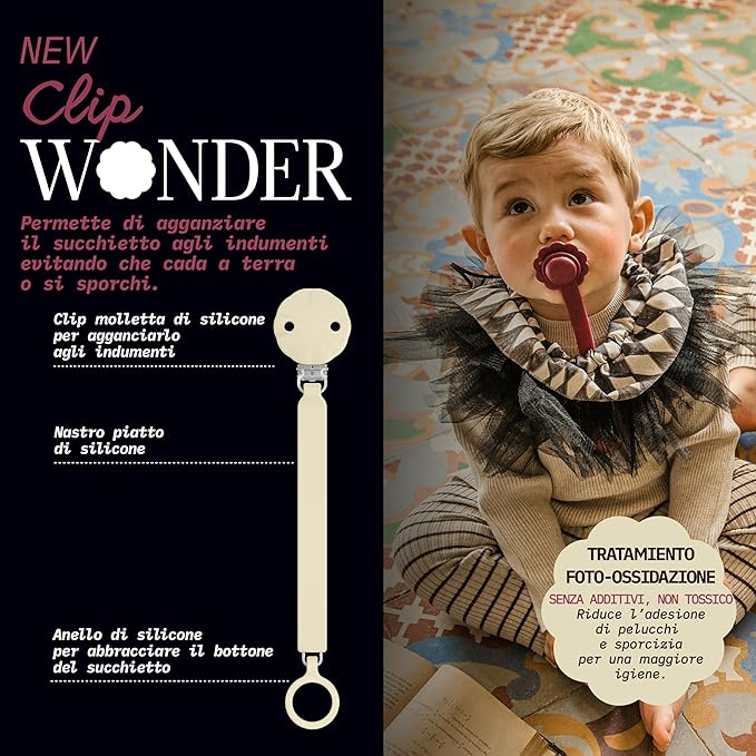 Suavinex Wonder Silicone Baby Pacifier Clip, Spain's #1 Baby Bottle and Pacifier Brand, Paci Clips for Babies, Essentials, Viva Magenta